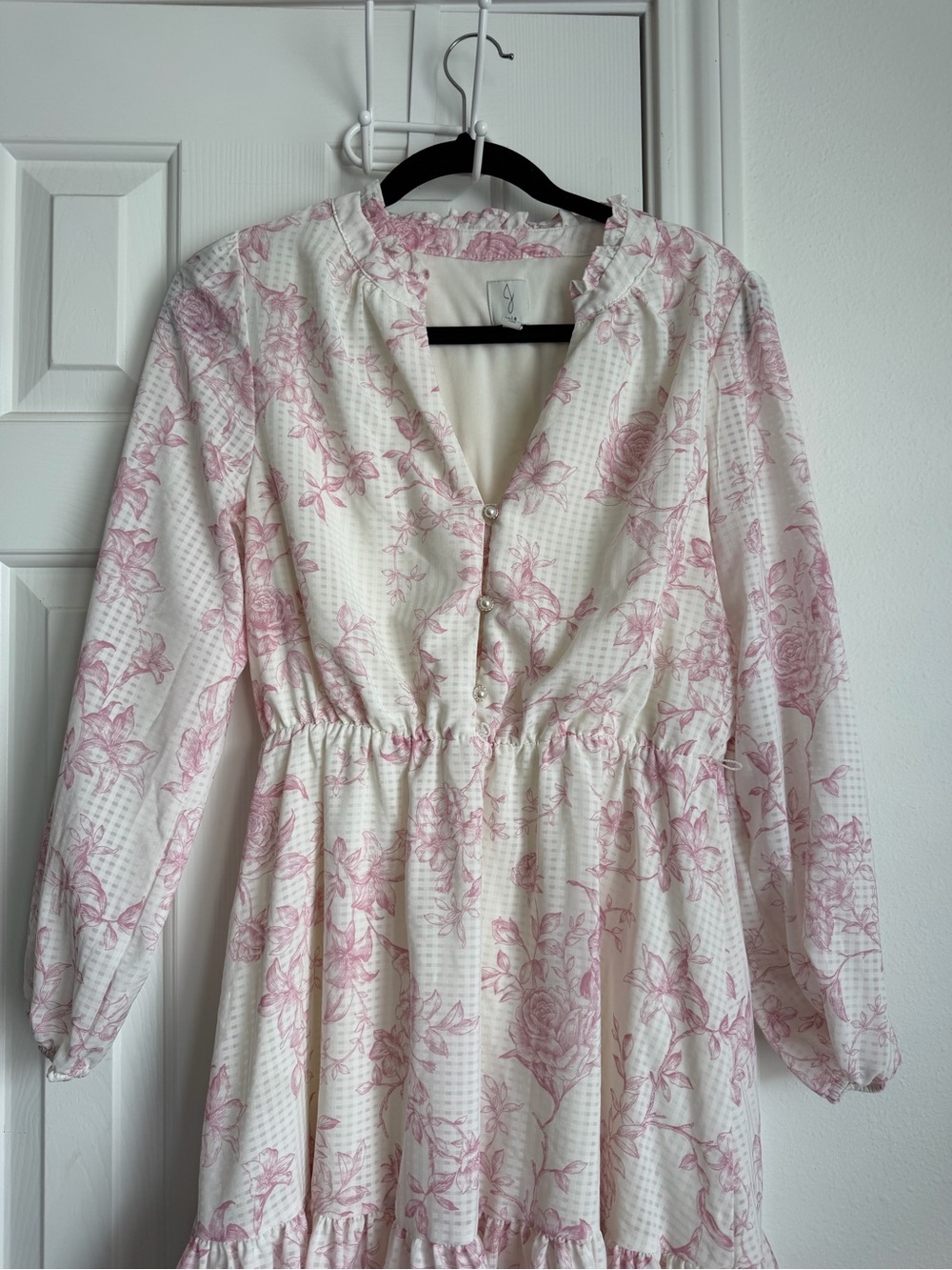 Joie Pink Floral Ruffle Mini Dress – Size M